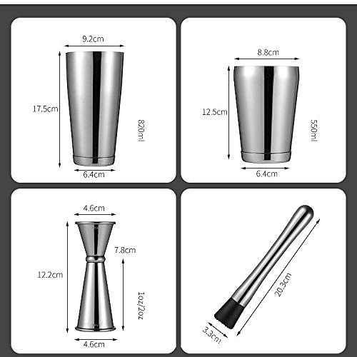 YYQQ 11 Stück Cocktail Set Cocktail Shaker Cocktail Mixer Geschenk Set Bar Zubehör 820 ML Cocktailshaker Edelstahl für… – Bild 3