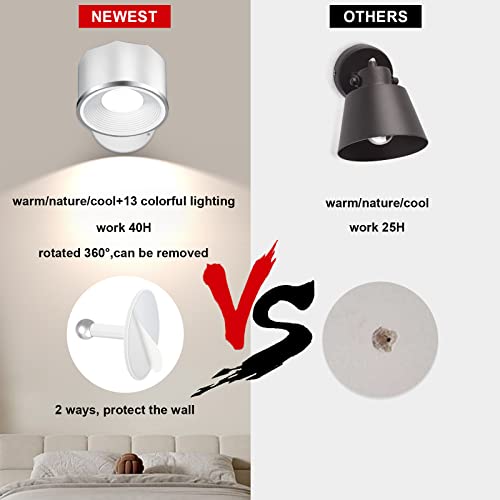 Battery Operated Wall Sconce, Lights for Wall 2 Pack Wireless LED Mounted Reading Lights