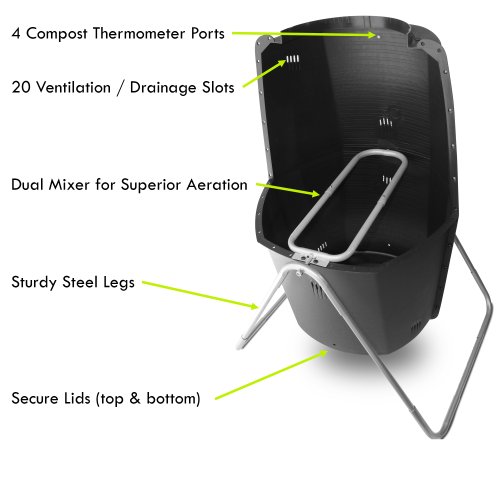 Spin Bin Composter 60 gal. Large Capacity Outdoor Tumbling Compost Bin