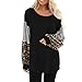 Women Leopard Print Long Sleeve Splicing Striped Casual Tops Patchwork Oversized Pullovers Sweaters Jumper Top Sweatshirts