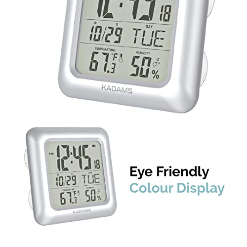 KADAMS Bathroom Digital Clock with Large LCD Screen Shower Wall Clock