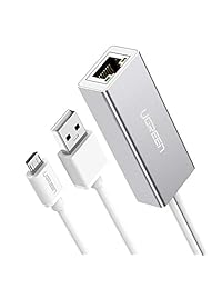 UGREEN Adaptador Ethernet para Fire TV Stick (2nd GEN), All New Fire TV (2017), Chromecast Ultra 2 1 Audio, Home Mini, Adaptador Micro USB a RJ45 Ethernet con cable de alimentación USB (3.3ft)