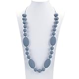 Silicone Teething Necklace - 12 Color Choices - Baby Safe For Mom To Wear - BPA-Free Beads To Chew - Stylish & Natural 