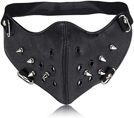 Bystar PU Leather Rivet Iron Ring Half Face Punk Cosplay Wind Protective Motorcycle Anti-Dust Mask for Men Women
