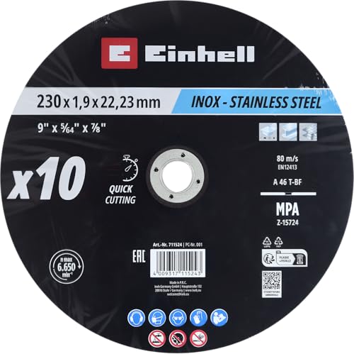 Verpakking met 10 schijven, 230 x 2 mm, roestvrij staal, metaal. EINHELL