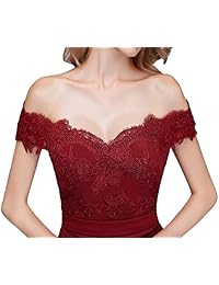 Honey Qiao Off The Shoulder Sirena Vestidos de Dama de honor de Encaje Largo Vestido de fiesta