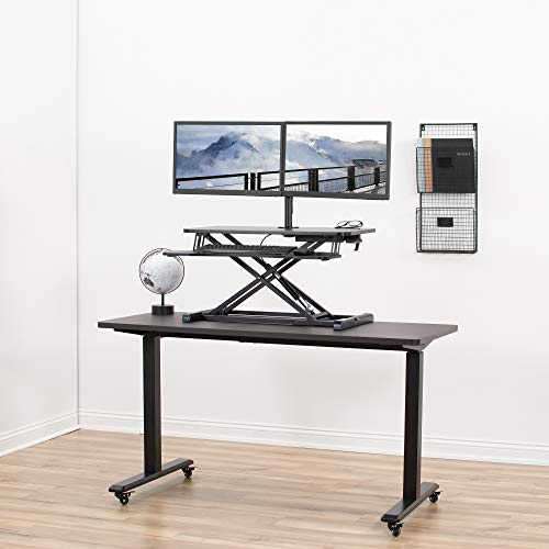 VIVO Height Adjustable 32 inch Standing Desk Converter with Dual 13 to