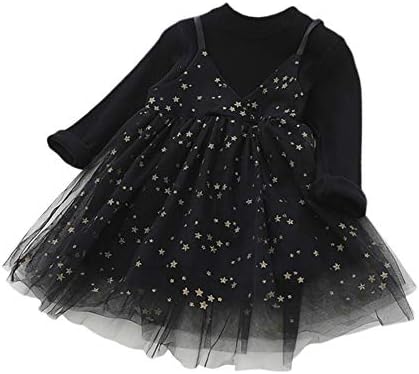 Mornyray ベビー服 ニットワンピース 1年保証 ドレス 子供用 長袖 チュールドレス 星柄 ふわふわ 誕生日 出産祝い おしゃれ プリンセス 幼児 可愛い フォーマル 女の子 春秋着