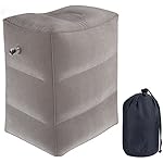Travel Foot Rest Pillow , Inflatable Adjustable Height Pillow for Foot Rest on Airplanes, Cars, Buses, Trains, Office, and Kids to Sleep on Long Flights