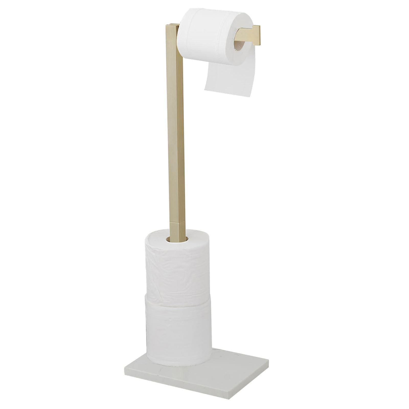Photo 1 of Homevacious Free Standing Toilet Paper Holder Stand Bathroom Toilet Paper Holder with Storage SUS 304 Stainless Steel Rustproof Tissue Roll Holder Floor Stand Brushed Gold