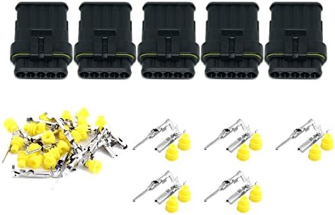 Qook 5 KIT 5 Pin Way Waterproof Electrical Wire Cable Connector Plug 1.5mm Series Terminals Heat Shrink
