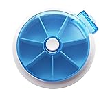 Meta-U Round Plastic 7 Days Rotating Pills Dispenser Box (Blue)