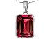 Star K Emerald Cut 10x8mm Created Ruby Pendant Necklace Sterling Silver