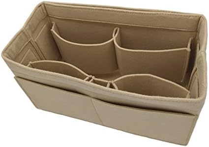 Extra Large Felt Purse Organizer Insert, Multi-Pocket Handbag Shaper for Tote Bag (Beige)