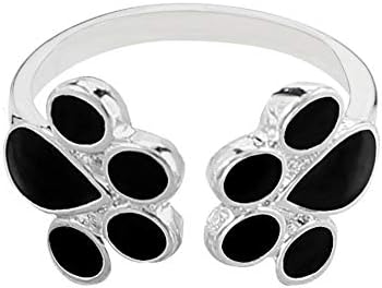 Minishop659 Cute Women Pet Cat Dog Puppy Paw Print Opening Finger Ring Jewelry Gift