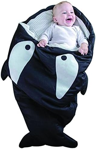 Multifunction Baby Sleeping Bag Newborn Sacks Swaddling Blanket, Baby Bunting in Shark Bite (Black Color)