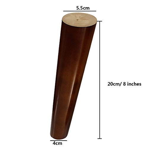 Wood Sofa Legs 8 inch Pack of 4 Walnut Finished Furniture Feet