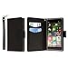 MPERO Nokia Lumia 830 Wallet Case, [Flex Flip] Cover with Card Slots and Wrist Strap (Black)