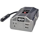Tripp Lite 200W Car Power Inverter with 1 Outlet & 2 USB Charging Ports, Auto Inverter, Ultra Compact (PV200USB),Gray