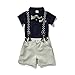 Miniowl Toddler Boys 2 PCS Set Gentleman Bowtie Polo T-shirt Bid Shorts Overalls (4t,Navy Blue)