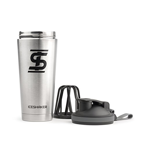 Ice Shaker 26oz Stainless Steel Insulated Water Bottle Protein Mixing Cup - Holds Ice for 30+ Hours As seen on Shark Tank Health & Household, Sports Nutrition
