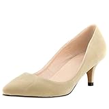Women's Faux Velvet Classic Low Kitten Heel Pointed Toe Pumps