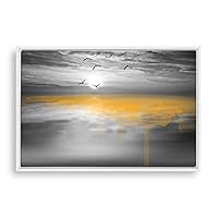 Framed Canvas Wall Art Black and White Scenery Canvas Prints Home Artwork Decoration for Living Room,Bedroom - 16x24 inches