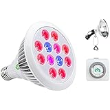 GreenLaren LED Grow Light Bulb 24W 3 Bands E26 Socket with 24-Hour Mechanical Outlet Timer and 8.5-Inch Reflector Clamp Lamp, LED Plant Light Bulb for Indoor Plant