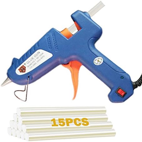 Hot Melt Glue Gun,Power High Temperature Melting Glue Gun DIY Arts and Crafts Projects,15 Pcs Transparent Glue Sticks Included,100W,hot glue gun sticks,hot glue gun with glue sticks,Blue (100W)