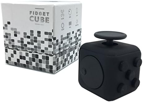 Black Fidget Cube by Capsloc - Fidget Dice Toy Relieves Stress and Anxiety for Children and Adults Anxiety Attention Click Toy - All Black Rubber Matt Finish Toy