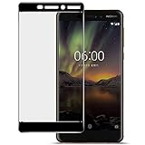 Nokia 6 Screen Protector,Mangix Full Cover Nokia 6 Tempered Glass Screen Protector with ABS Curved Edge Frame, Anti-Fingerprint HD Screen Protector Film for Nokia 6 (Black)