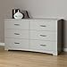 South Shore Step One 6-Drawer Double Dresser, Soft Gray with Matte Nickel Handles
