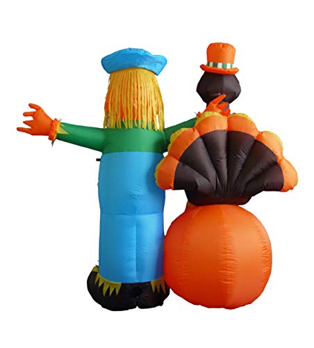 6 Foot Thanksgiving Inflatable Scarecrow + Turkey + Pumpkin