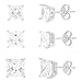Mia Sarine Womens Princess Cut 3 pair Stud Earring Set in Rhodium over Sterling Silver