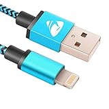 Lightning Cable, iPhone Charger Nylon Braided Tangle-Free USB Charging Cord for iPhone 7/7 Plus/6S /6 Plus/6S/6/SE/5S/5C/5, iPad4, iPad Pro, iPad Air, iPad Mini by Rephoenix(blue-1m)