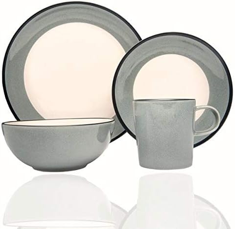 Red VanillaRed Vanilla MW100-016-NW Milano Celadon 16 Piece Dinner Set, Stoneware, White