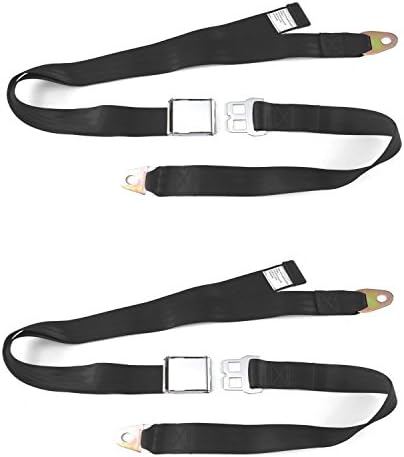 safeTboy 597920 Lap Seat Belt (2PC 2 Point Black with DOT Cert 88 Inch (Pair)