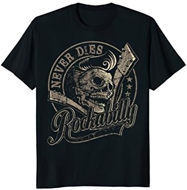 Rockabilly Skull Guitar print - gift for Rockstars - Biker T-Shirt