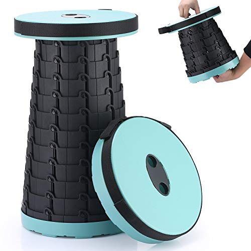 Aoblah Portable Folding Stool, Adjustable Lighweight Collapsible Foldable Plastic Stool, Small Retractable Stool Holds Up to 330 Lbs, Outdoor Travel Camping Fishing Garden Folding Stool (Blue)