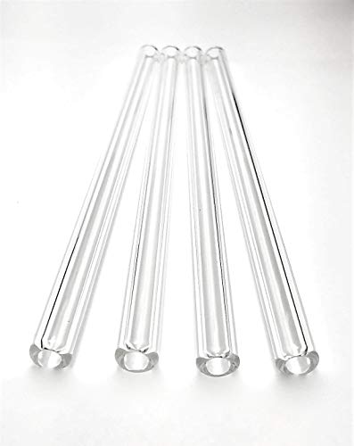 TheStrazSpot Crystal clear straight glass straw set of 4 with cleaning brush 9.5mm x 8 inch