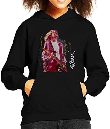 Sidney Maurer Original Portrait of Kurt Cobain Guitar Kid's Hooded Sweatshirt