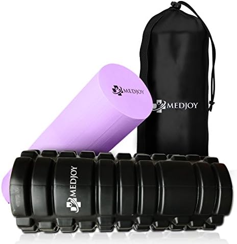 Med Joy-Foam Roller 2 in 1 Muscle Massager. 13 inch Textured Grid and Smooth Muscle Roller for Trigger Point and Deep Tissue Massage- Reduce Muscle Soreness and Pain-Bonus Training Guide + Carry Bag