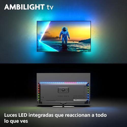 Ambilight 48OLED820 4K OLED Smart TV - Pantalla de 48 Pulgadas con P5 AI Picture, Google TV, Dolby Vision y Sonido Dolby Atmos - Funciona con Alexa y Asistente de Google