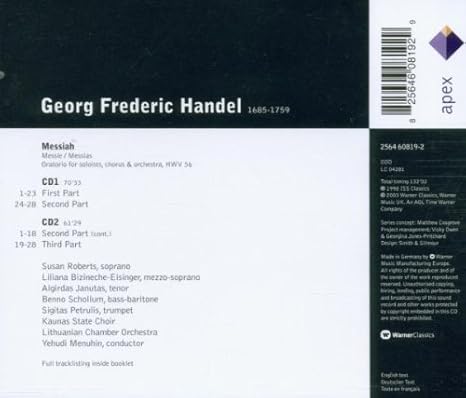 Der Messias Ga Menuhin Yehudi Litauisches Ko Handel Georg Friedrich Amazon De Musik amazon de