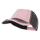 Vintage Washed Cotton Twill Frayed Bill Cap - Pink Charcoal