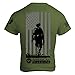 Down Range (Soldier and US Flag) Mens T-Shirt - American Warrior Collection Large OD Green