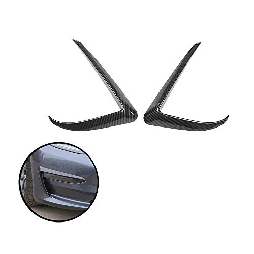 CoolKo Fog Light Eyebrow Cover Trim Frame Exterior Decoration Compatible with Model 3 - Carbon Fiber Pattern [ 1 Pair - Black ]