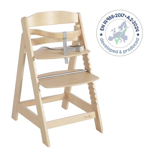 roba Sit Up III Steps High Chair, Grows with Your Baby, from 6 Months Up, Children's High Chair Made of Natural Wood, Chair Maximum Load 70 kg, 1 Piece (Pack of 1)