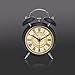 VIVISKY(TM) Multi-style 4-inch Retro Twin Bell Silent Non Ticking Alarm Clock (Nightlight black)