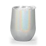 HOMFUL 12 oz Wine Tumbler, Double Wall Insulated Wine Glasses, Stainless Steel Stemless Travel Cup with Sealable Lids Perfect for Wine, Coffee, Drinks, Champagne, Cocktails